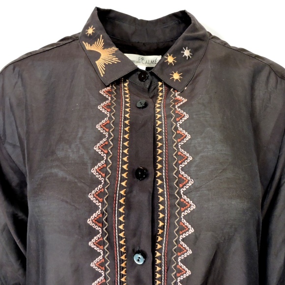 JOHNNY WAS / CALME WOMENS LONG SLIVE SILK FASHION BLOUSE - Picture 3 of 6